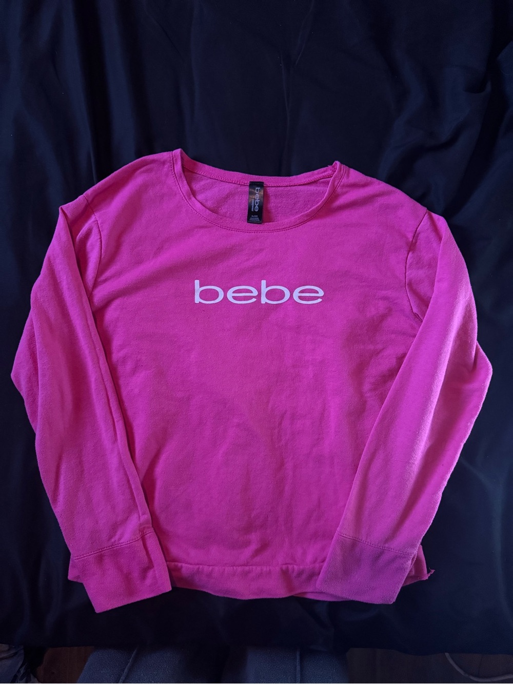 bebe Hot Pink and white y2k Logo Sweatshirt